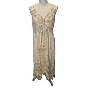 Cupshe Cream Lace Boho Summer Dress Beach Wedding XL